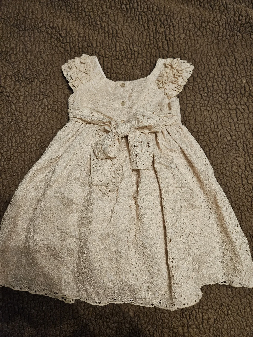 Laura Ashley Cream Lace Formal Dress with Pink Rosette - 3T